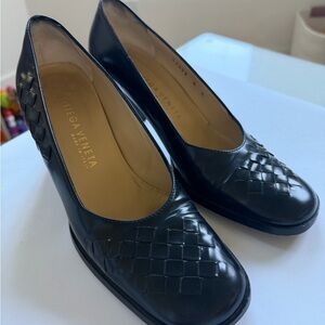 Bottega Veneta Black Woven Heels